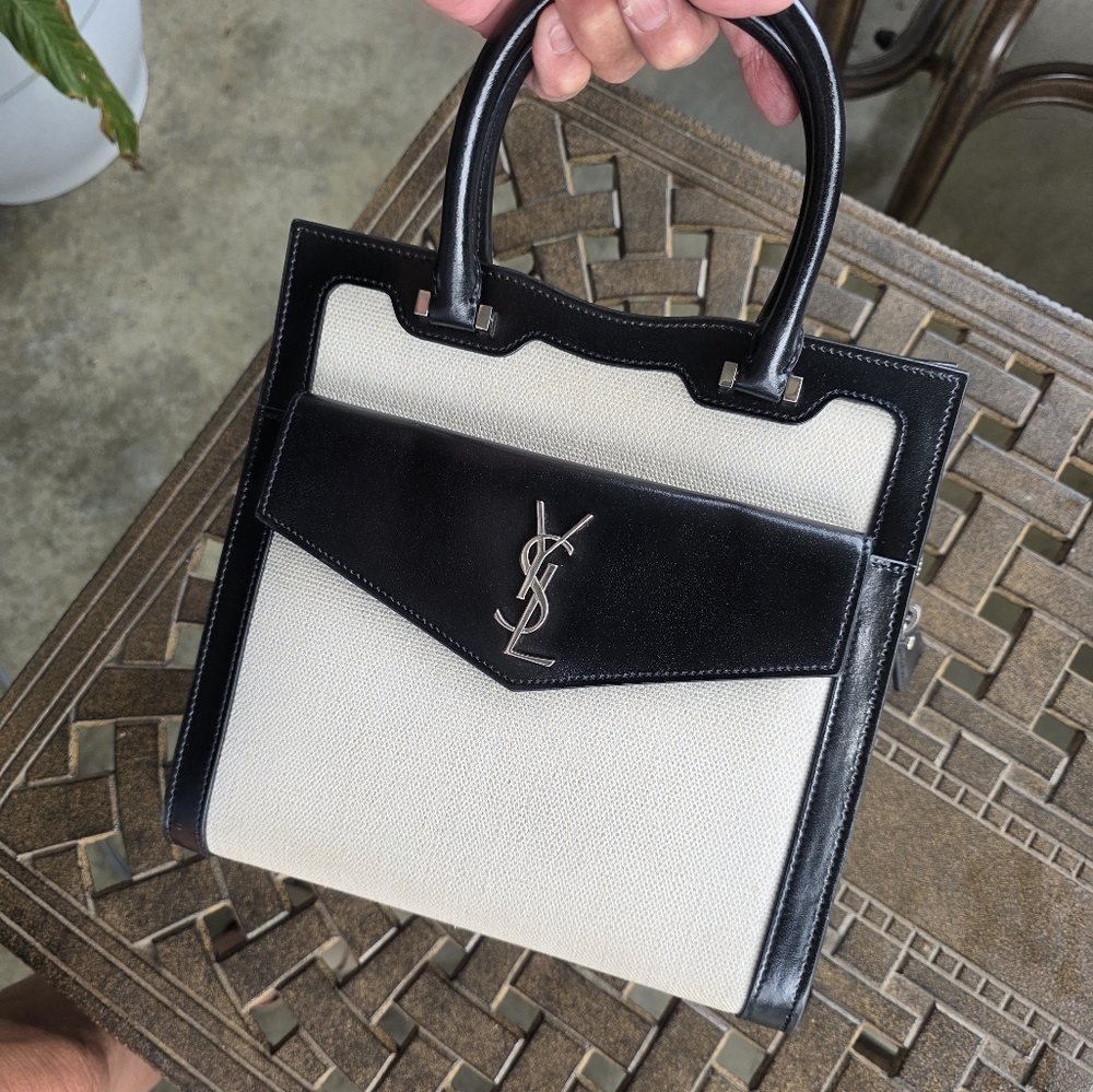 Yves Saint Laurent Black and Cream Tote